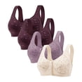 thumbnail image 1 of Diufon 4 Pack Wide Strap Bra for Women Everyday Front Closure Wireless Full Coverage Bras Push Up Seamless Bra, 1 of 5