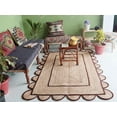 thumbnail image 2 of Area Rug Natural Jute Hand Braided Rug Brown Scalloped Runner, 2 of 8