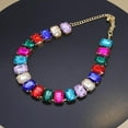 thumbnail image 3 of Rhinestone Gemstone Choker Collar Necklace for Women Sparkly Colorful Emerald Neck Chain Statement Necklace, 3 of 6
