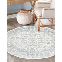 Jill Zarin Uptown Collection Area Rug - Central Park (3' 3" Round Teal/Ivory)