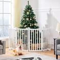 thumbnail image 3 of 36" H Extra Tall Freestanding Pet Gate 4-Panel Wooden Dog Fence with 2 Support Feet Folding Dog Gate for Indoor, Stairs, Doorways, Halls, Kitchen Wooden Pet Barrier White, 79.5" L x 36" H, 3 of 6