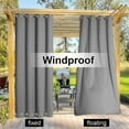 thumbnail image 4 of TOPCHANCES 1 Panel Outdoor Curtains for Patio, Waterproof Blackout Outside Curtains with Top and Bottom Grommet, Windproof UV Resistant Drapes for Porch, Pergola, 100 x 84 inch, Gray, 4 of 10