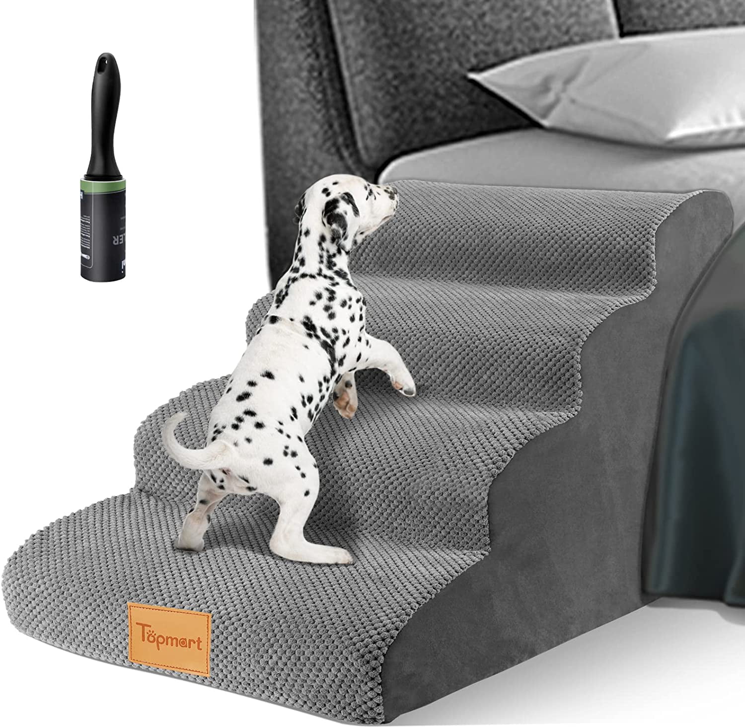 High-Density Dog Stairs Grey Best for Cats Injured Older Dogs Non-Slip Pet Ramps 2 Tiers Foam Steps for Dogs and Cats Send 1 Rope Toy A.FATI Foam Pet Stairs Dog Stairs for High Beds 