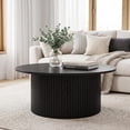 thumbnail image 4 of 31.5 Inch Round Coffee Table, Small Fluted Circle Accent Center Table with Metal Frame for Living Room, 4 of 8