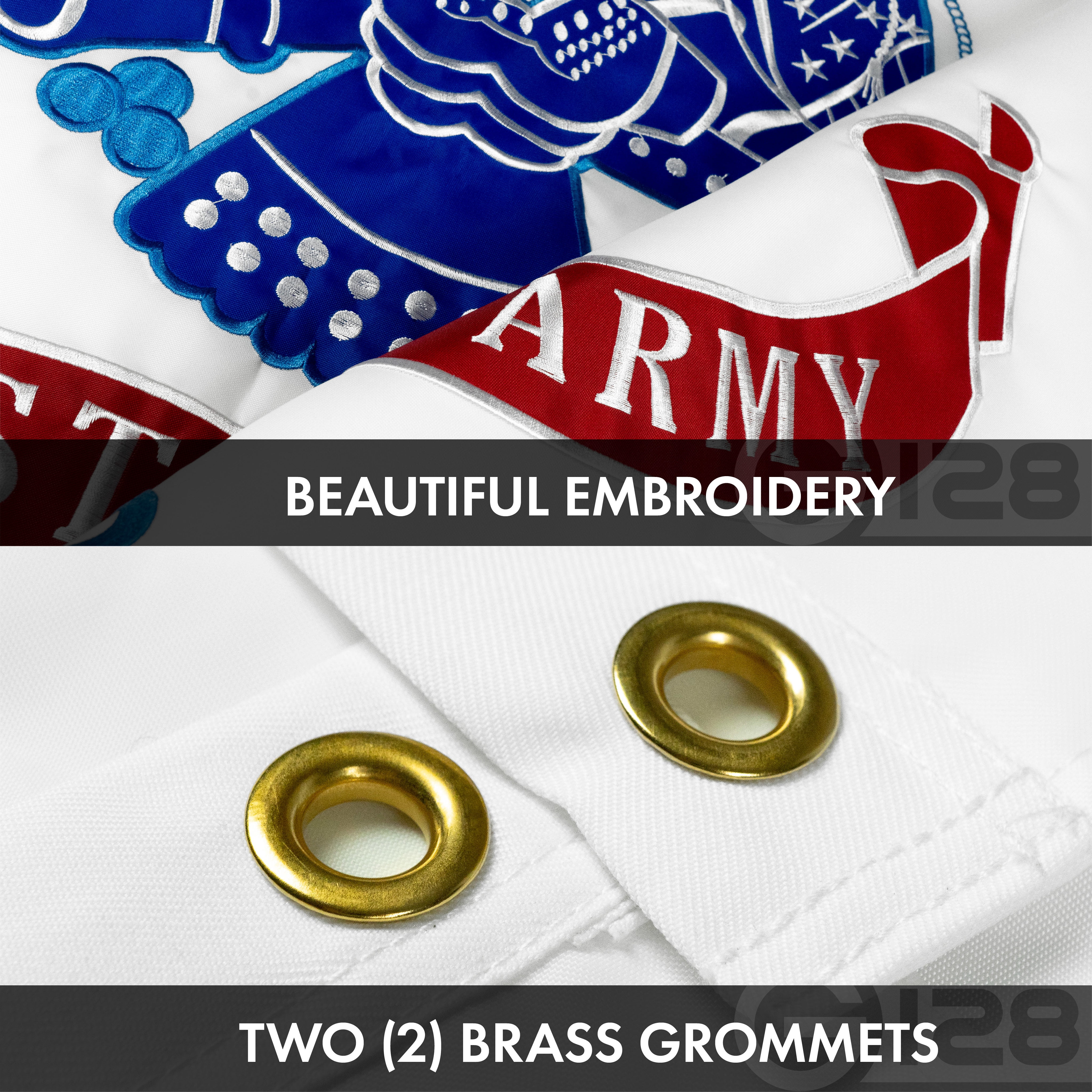G128 Wholesale Lot: 3x5 ft USA Embroidered Flag & 3x5 ft US Army Double-Sided Embroidered Flag