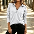 thumbnail image 6 of FDGIU 2026 Spring Fall Women's Lapel Collar Half Zip Long Sleeve Pullover Top, Slub Texture Loose Sweatshirt with Chest Pocket for Daily Layering, 6 of 6