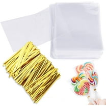 JANYUN 300 Pcs Treat Bags Cello Bags 3x5" with 300 Twist Ties 1.4 Mils OPP Plastic Bags for Wrapping
