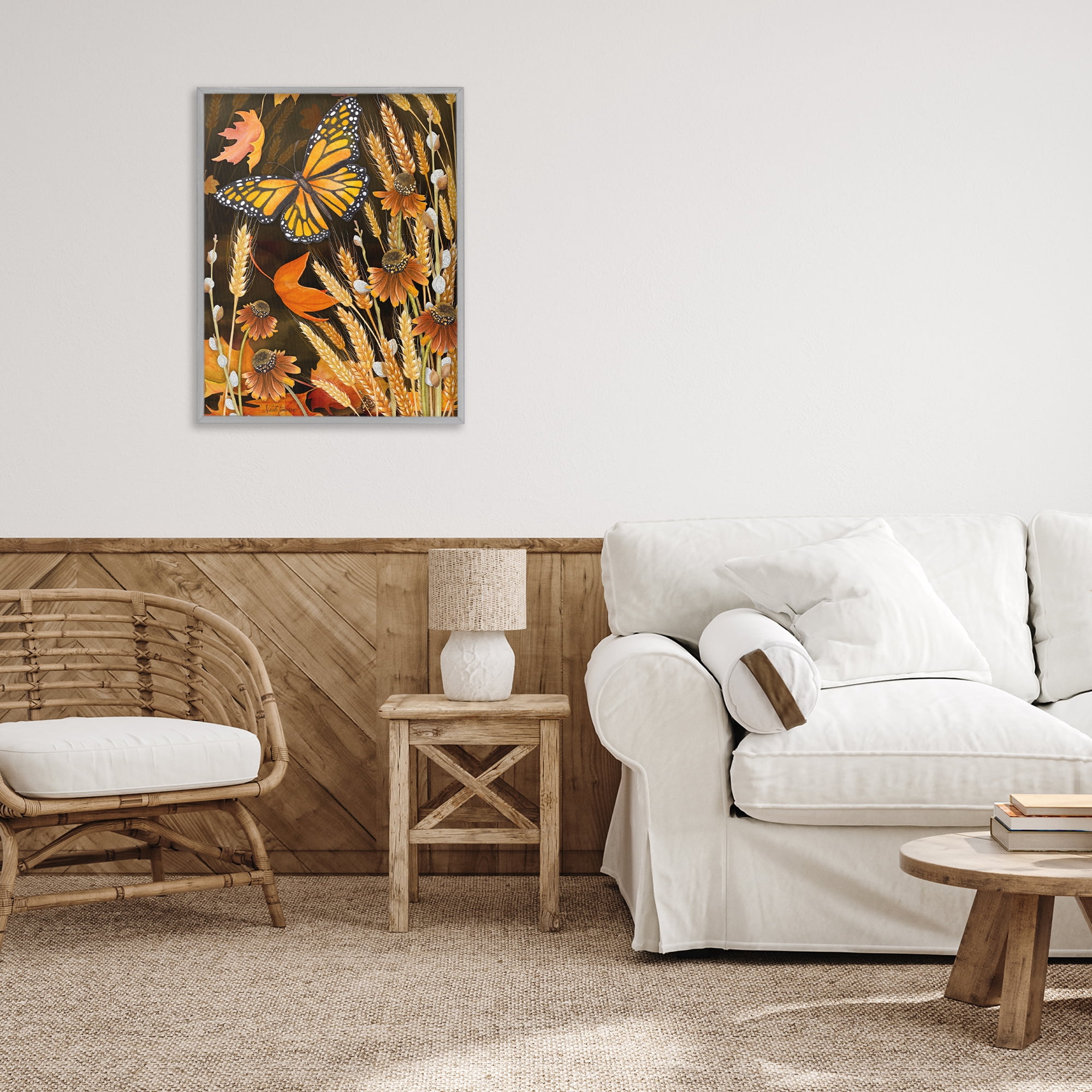 Stupell Industries Fall Motif Midnight Garden Gray Framed Giclee Art, design by Nicole Tamarin
