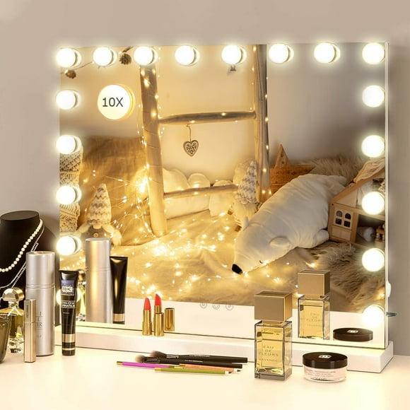 LilyHome Vanity Mirror Makeup Mirror with Lights 31.5""x 23.6"" Large Hollywood Lighted Vanity Mirror with 18 Dimmable LED Bulbs 3 Color Modes Touch Control for Dressing Room & Bedroom Wall-Mounted