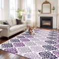 thumbnail image 3 of 5x7 Washable Area Rug, Vintage Floral Non-Slip Large Rectangle Rug for Living Room Bedroom, Black Purple Flower Pattern Country Gradient Indoor Floor Mat for Home Decor, 3 of 9