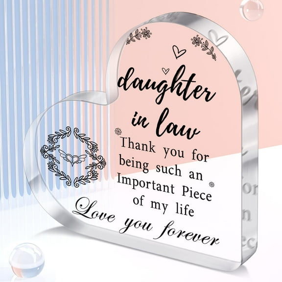 Cherished Gift For Daughter-In-Law - Elegant Acrylic Heart-Shaped Keepsake With Perfect For Birthdays Weddings Christmas New Year - A Loving Message Desk Decoration Daughter Gifts