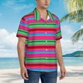 thumbnail image 3 of Susaid Colorful Mexican Stripes Print Hawaiian Shirts for Men Women,Hawaiian Summer Short-Sleeve Casual Relaxed-Fit Button-Down,Medium, 3 of 7