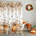 thumbnail image 2 of Thanksgiving Pumpkin Shower Curtains for Bathroom, Fall Watercolor Rose Waterproof Fabric Shower Curtain for Bathroom Bathtub Decoration, Machine Washable, 36"x72", 2 of 9