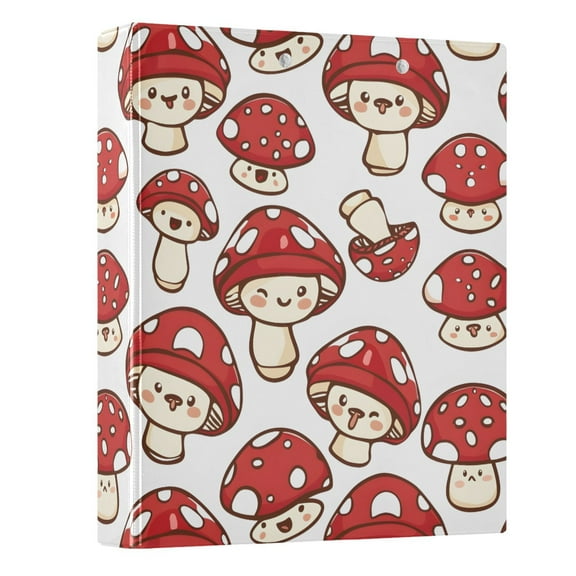 ALAZA Cute Mushrooms 3 Ring Binder 1.5 Inch Three Ring Office Binders w/ clipboard & 3 pockets, Hold 200 Sheets, 1 pc