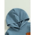 thumbnail image 5 of Loicainy Toddler Baby Boys Hooded Outfits Sets 6 12 18 24 Months 2T 3T Long Sleeve Contrast Color Hoodie Tops and Drawstring Pants Clothing Set, 5 of 9