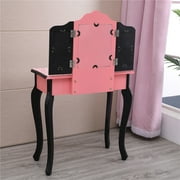 Ktaxon Kids Wooden Vanity Table and Stool Set with 3 Mirrors, Princess Makeup Dressing Table,Childrens Furniture