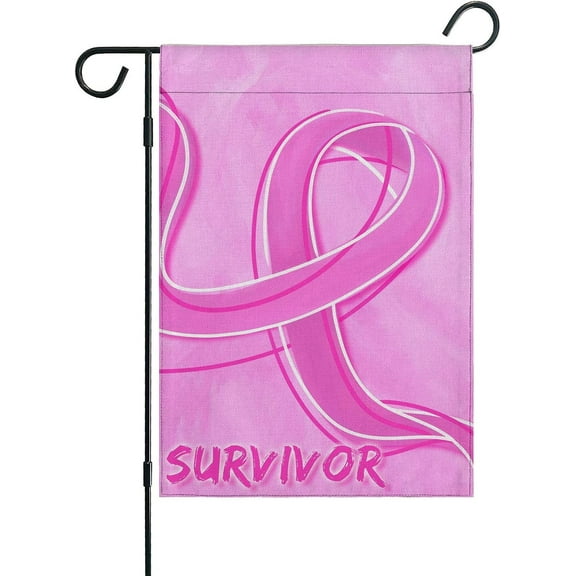 Breast Cancer Garden Flag Double Sided Winter Breast Cancer Pink Flag Outdoors 12.5 X18 Inch Decorative Garden Flag