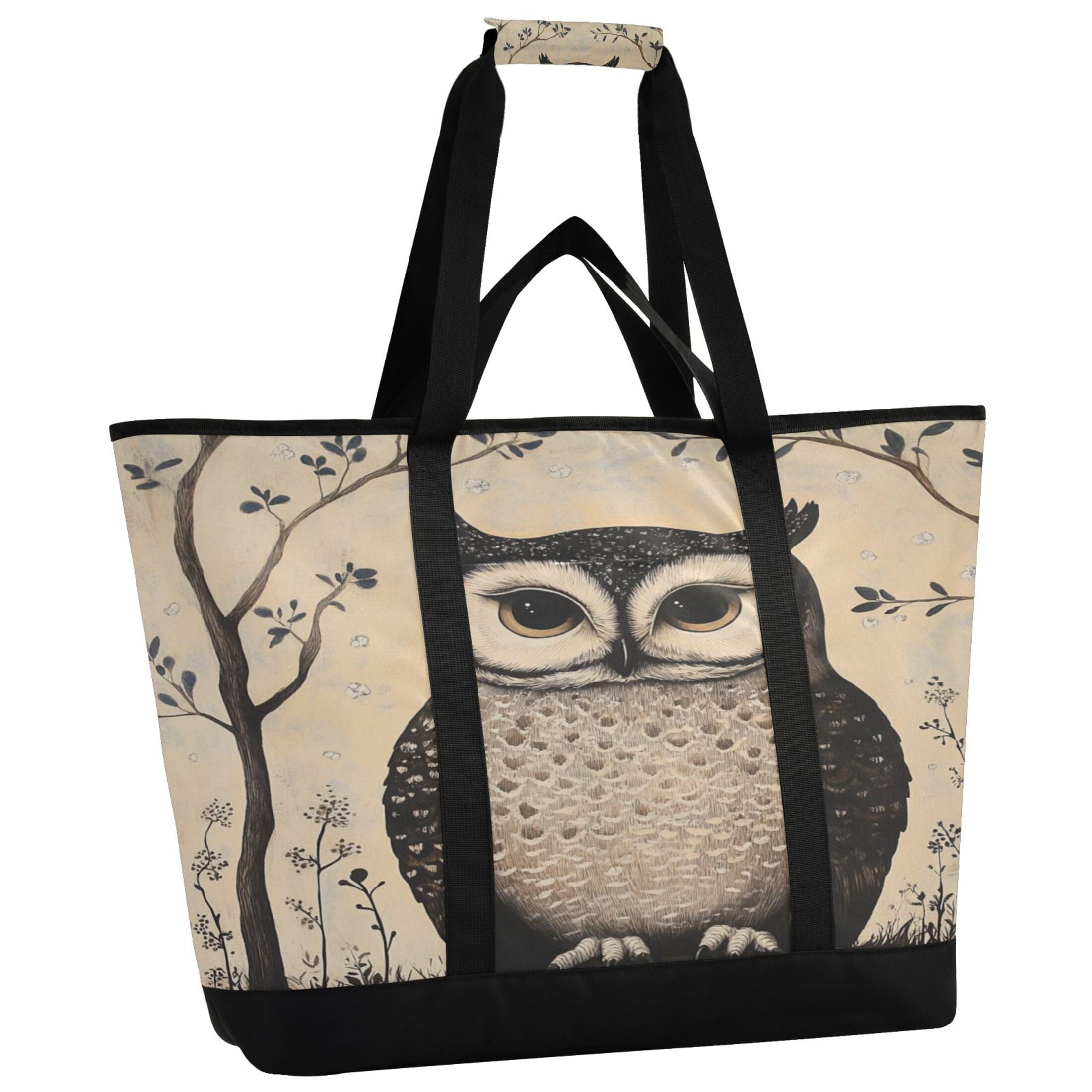 Large Hand-held Ice Pack Picnic Bag Insulation and Refrigeration Suitable for Shopping Picnics and Camping Cool Black Owl