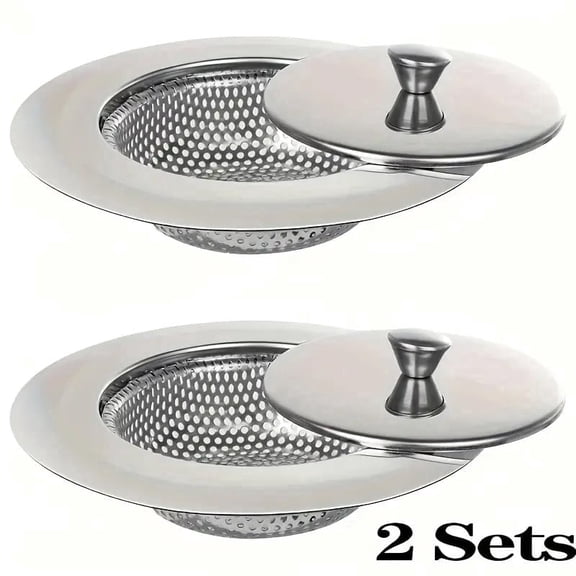 Kitchen Stainless Steel Food Catcher Sink Strainer with Cover Lid, Drain Filter for Kitchen Basin