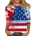 thumbnail image 2 of JOANKDMI 4th of July Shirts for Women 3/4 Sleeve American Flag Crewneck Loose Fit Tops Memorial Day Patriotic Festival Holiday Anniversary Wear, 2 of 5