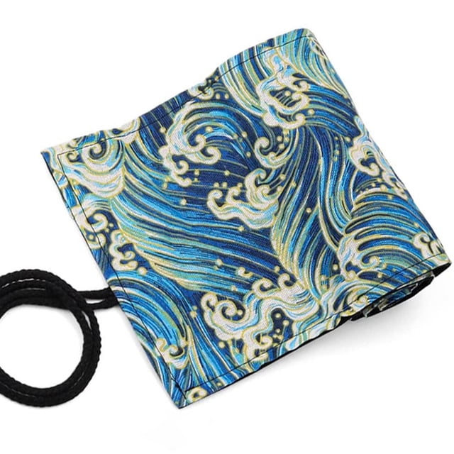 Organizadores de lápices de colores, estuche para lápices con lona gruesa de calidad, versátil para fotografía y actividades al aire libre, excelentes regalos para amantes del arte (ondas impresas en