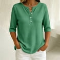 thumbnail image 2 of Women's Short Sleeve Structure Breathable Plain Sports Shirt For Tennis Summer Fitness Casual Business Top,Green,XL, 2 of 6