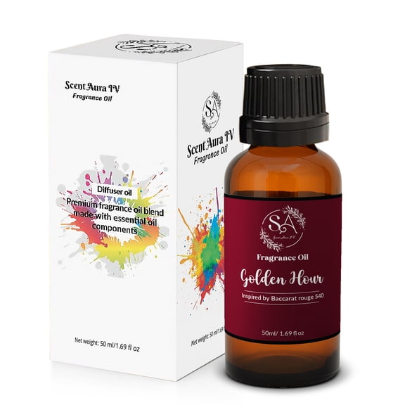Scent Aura IV Golden Hour Fragrance Oil Inspired by Baccarat Rouge 1.69 Fl Oz|50ml