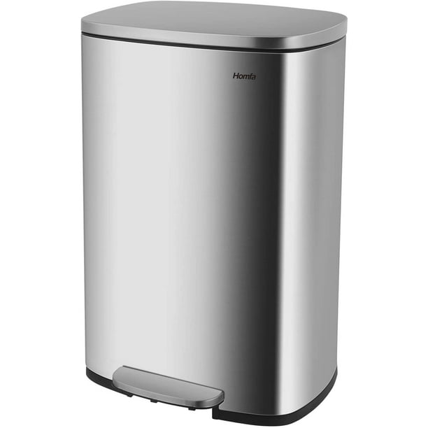 Cinak Soft Step Trash Can 13 2 Gallon 50l Fingerprint Proof Stainless Steel Rubbish Bin With Removable Inner Bucket Pedal Garbage Bin For Home Kitchen Office Walmart Com Walmart Com