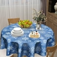 thumbnail image 2 of Blue Snowflakes Winter Round Tablecloth Winter Navy Blue and White Table Cloth 60 Inch Christmas Xmas Decor Table Cover Winter Tablecloth Reusable for Holiday Kitchen Dining Home Outdoor Decor, 2 of 2