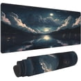 thumbnail image 3 of Ocean Moon Mouse Pad Gaming Large Cloud Mousepad Non-Slip Rubber Base Desk Mat with Stitched Edges Waterproof Desktop Protector Decor Desk Pad for Work Game Office (31.5x11.8 in), 3 of 6