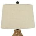 thumbnail image 4 of 360 Lighting San Carlos Modern Coastal Table Lamp 29" Tall Natural Rattan Wicker Oatmeal Fabric Drum Shade for Bedroom Living Room Bedside Nightstand, 4 of 9
