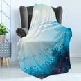 thumbnail image 4 of Cartoon Soft Flannel Fleece Blanket, Ocean Design with Fish Aquarium Image Coral Reef Waves Artwork Print, Cozy Plush for Indoor and Outdoor Use, 70" x 90", Teal Turquoise and Blue, by Ambesonne, 4 of 5