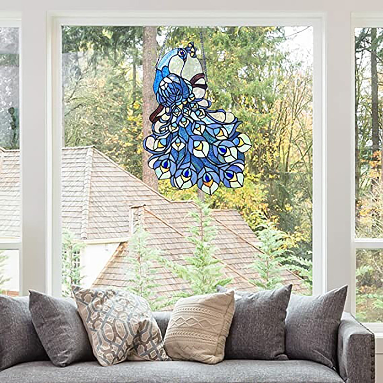 1pc Beautiful Peacock Stained Glass Sun Catcher, Peacock Decor Wall Art  Hanging, Commemorative Ornament For Bedroom, Living Room, Office, Women'S  Home