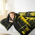 thumbnail image 4 of Erosebridal Geometric Geometry Checkered Bedding King Comforter Set,American Football Game Down Comforter,Yellow Black Bedding Sets King with Comforter,Super Cozy Room Decoration Reversible，3 Pieces, 4 of 8