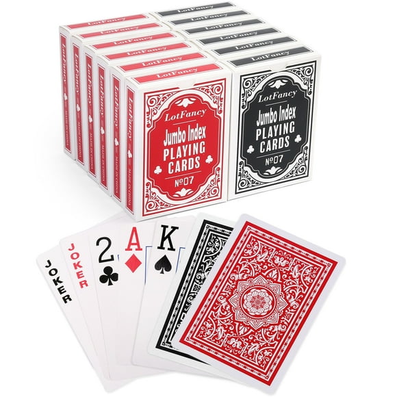 Juego de cartas LotFancy con letra grande, tamaño Jumbo Index Poker