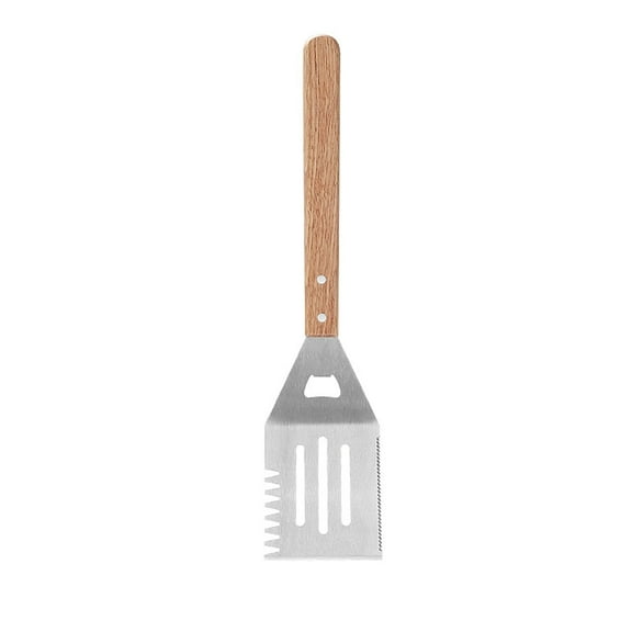 MOQIN Heavy-Duty Wooden BBQ Grilling Tools Set. Extra Thick Stainless Steel Multi-Function Spatula, Fork & Tongs, Accessories for Barbecue