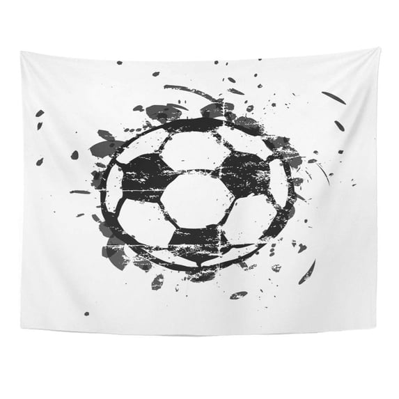 UFAEZU Dirty Grungy Soccer Ball Drawing Drawn Abstract Artistic Black Wall Art Hanging Tapestry Home Decor for Living Room Bedroom Dorm 60x80 inch