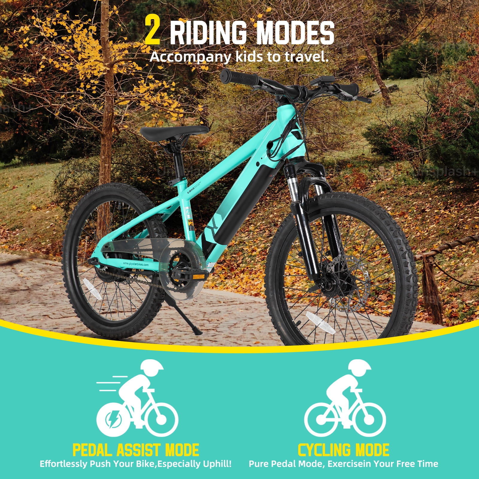 JOYSTAR Electric Bike for Teenagers, Ages 7+ with 250W Brushless Motor, 15 Miles 15MPH Electric Mountain Bicycle with Removable Battery, Multiple Colors