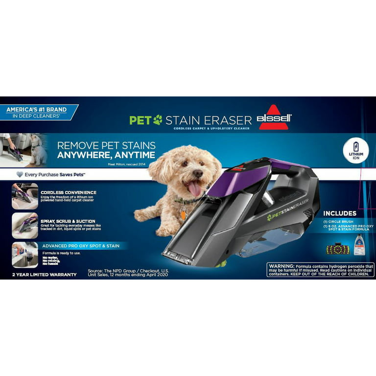 BISSELL Pet Stain Eraser Cordless Portable Carpet Cleaner – Pet Friendly  Rugs