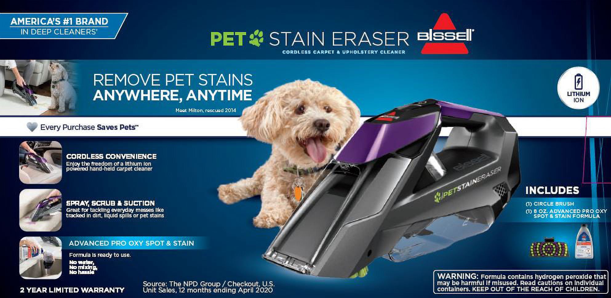 BISSELL Pet Stain Eraser Advanced Cordless Portable Spot Carpet Cleaner, 2054 - image 13 of 14