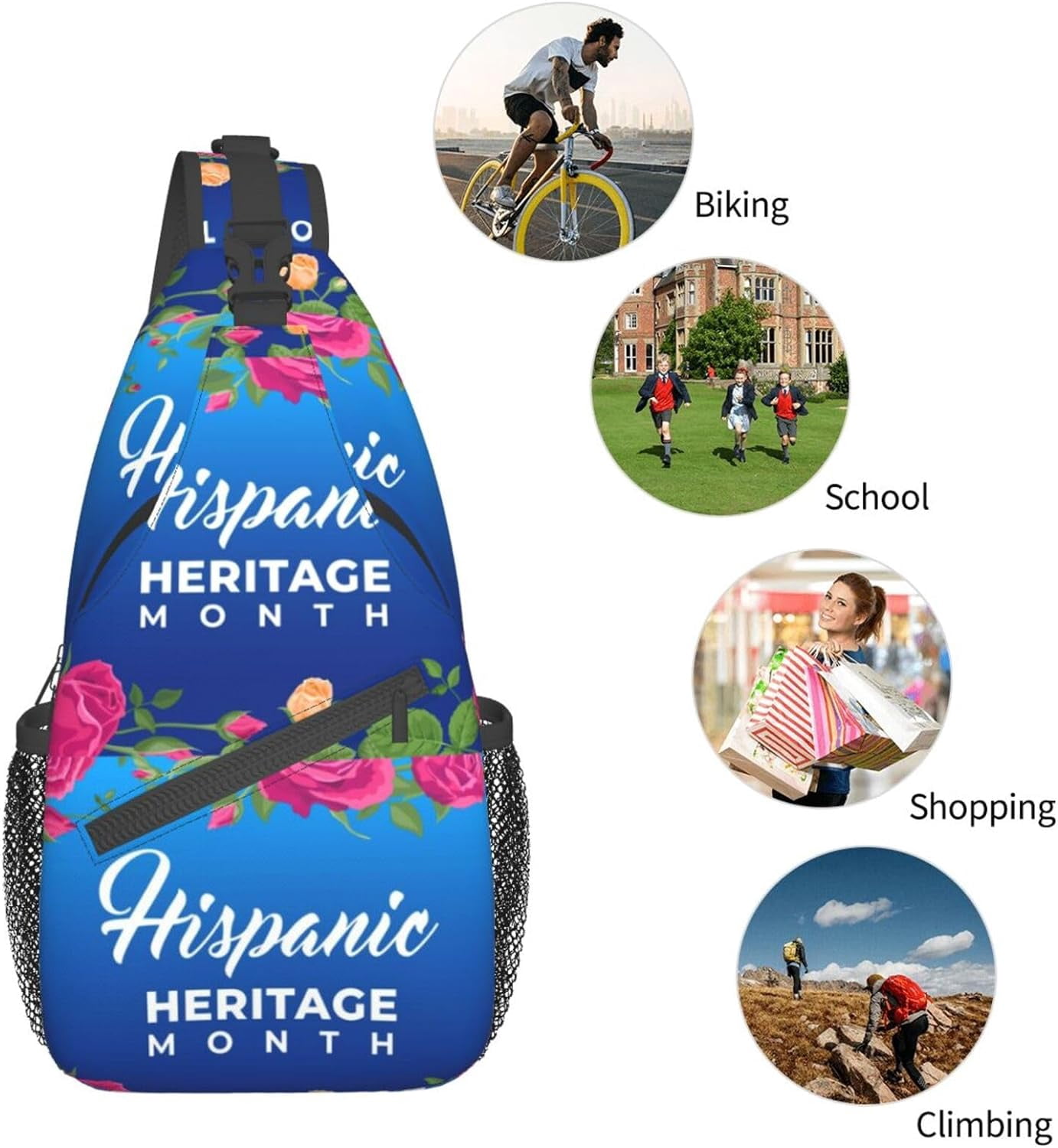 Mes Nacional De La Herencia Hispana Hispanic Heritage Month Sling Bag Crossbody Hiking Travel Chest Bags Backpack Shoulder Daypack for Women Men