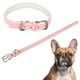 thumbnail image 1 of Elegante collar para perros de piel sintética color rosa con hebilla de bronce para cachorros pequeños y medianos - XS, 1 of 8