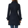 thumbnail image 3 of Unique Bargains Women's Peter Pan Collar Winter Outwear Trench Pea Coats S Navy Blue, 3 of 6