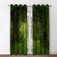 thumbnail image 2 of Forest Blackout Curtains Tropical Jungle Green Trees Foliage in The Woodland Himalayas Landscape Nature Decor for Bedroom Living Room Grommet Window Drapes 2 Panel Set, 42"x54", 2 of 6