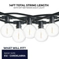 thumbnail image 2 of 14' STRING LIGHT 10 SOCKETS 16'' SPACING E12 BLACK KIT - W/1W PLASTIC LED G16 CLEAR LAMPS, 2 of 7
