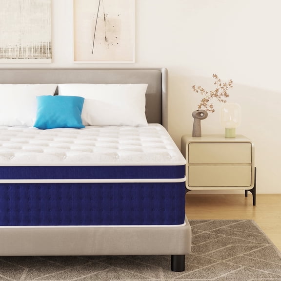 King Mattress 12 inch Medium Firm Hybrid Pocket Spring, Pillow Top Mattress in a Box