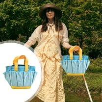 Hovmgk Gardening Tool Storage Bag, Sturdy Reusable Oxford Cloth Organizer for Plants & Flowers, Multi-Pocket Garden Tote with Handles for Home & Outdoor Use, Green, Blue