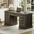 thumbnail image 2 of Casacomoda Home Office Desk with File Cabinet and Drawers, 59" Executive Desk with USB Power Outlet, Storage Cabinet for CPU, Workstation Table for Study, Dark Oak, 2 of 7