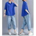 thumbnail image 6 of TODOZO T Shirts for Women Loose Fit Casual Lightweight Soft Basic Tees Summer Clothes for Women Women's Loose Short Sleeved T Shirt Casual Large Size Fashionable Collar Blue Xl, 6 of 7