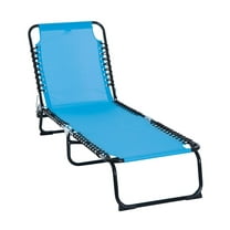 Portable Chaise Lounge - Light Blue Reclining Patio Bed - 4-Position Adjustable Outdoor Lounger - Folding Beach Chair for Camping, Poolside, and Backyard Relaxation